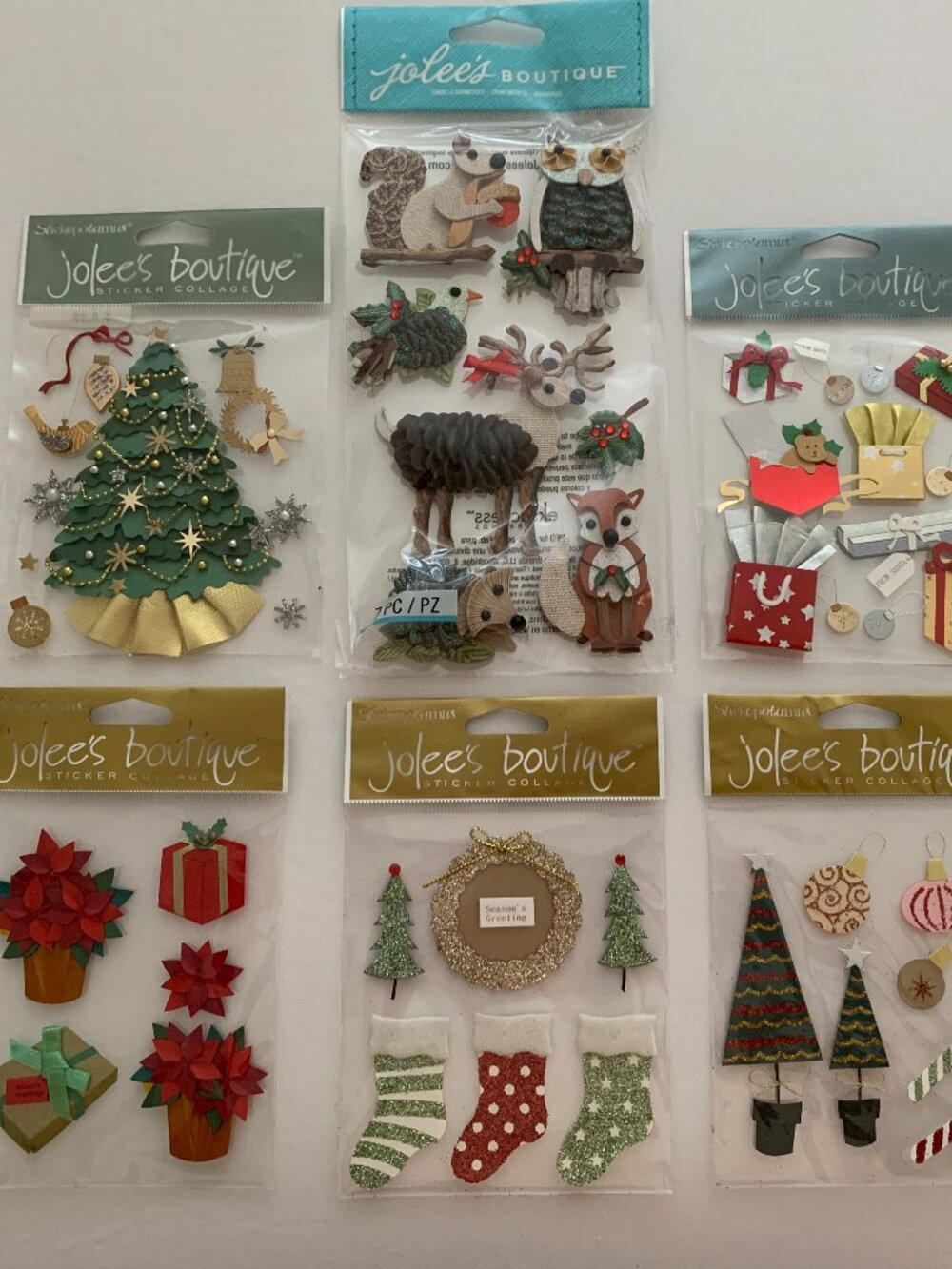 JOLEE'S BOUTIQUE Christmas/Holiday Stickers - 6 unopened packages!  EPHEMERA